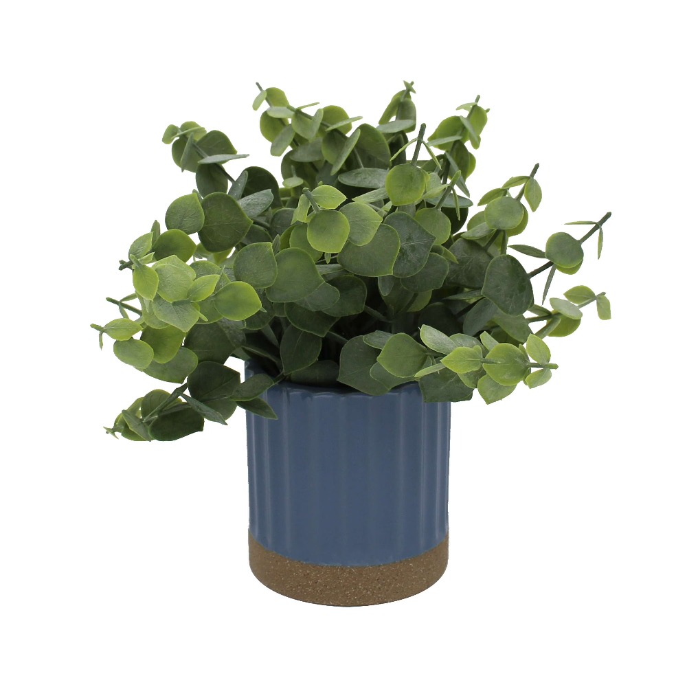 Home Office For Two - Artificial Eucalyptus Silk Plant in Blue