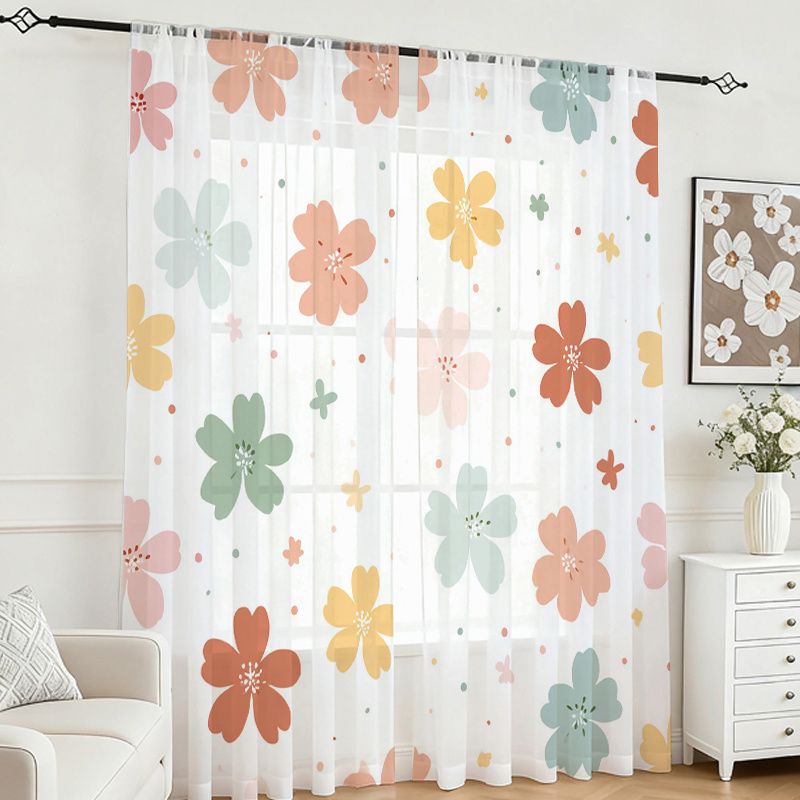 Home Office Rate - 2PCS Digital Printing Sheer Curtain, Colorful