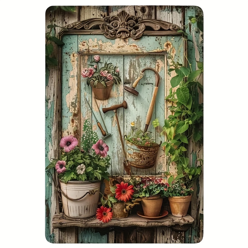 Vintage floral metal tin signa - Home Office With Library recension och pris