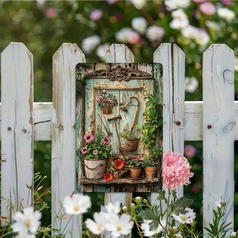 Vintage floral metal tin signa - Home Office With Library recension och pris
