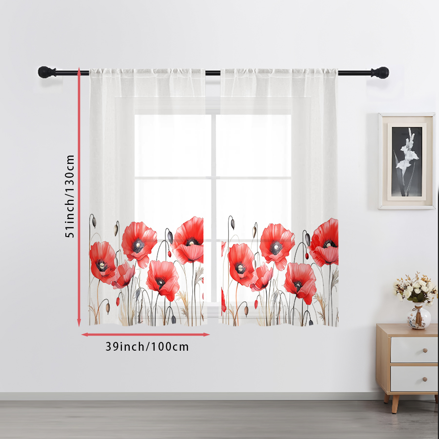 2PCS Digital Print Sheer Curta - Home Office Rate recension och pris