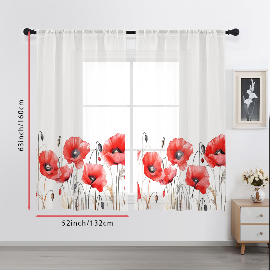 2PCS Digital Print Sheer Curta - Home Office Rate recension och pris