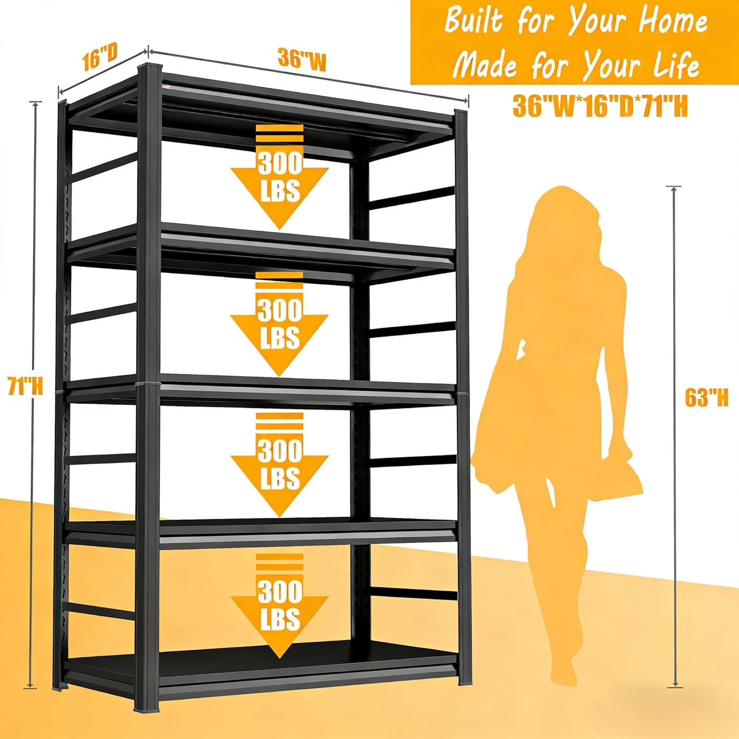 5-Tier Metal Bookshelf Tall St - Home Office 365 recension och pris