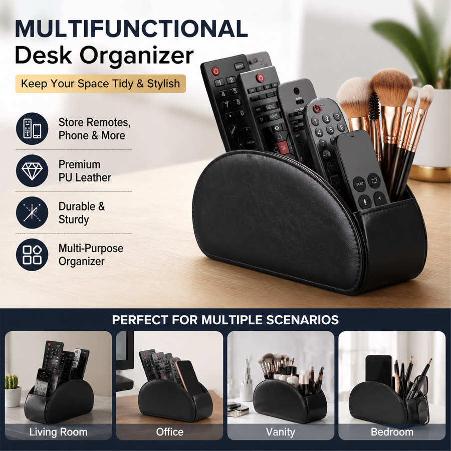 1Pc 5 Grid PU Leather Desktop  - Home Office Call Center recension och pris