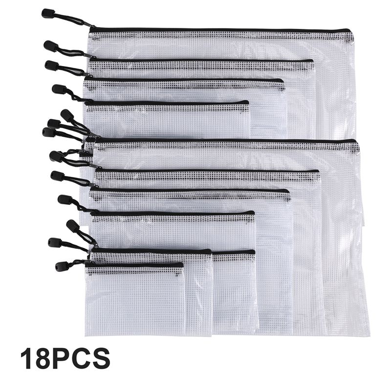 18Pcs Mesh Zipper Pouch Docume - Home Office Bagas recension och pris