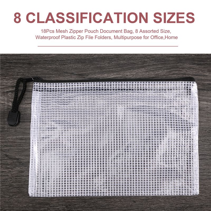 18Pcs Mesh Zipper Pouch Docume - Home Office Bagas recension och pris