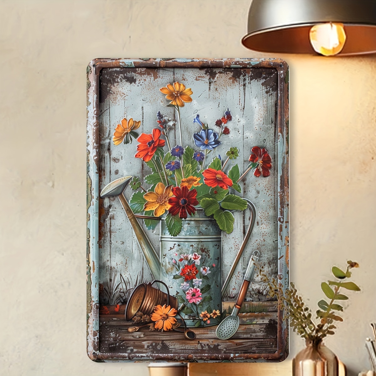 Retro floral metal sheet signa - Home Office With Library recension och pris