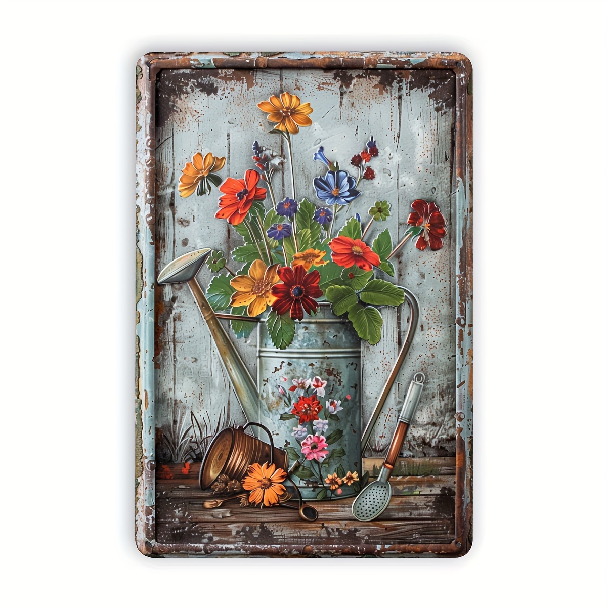 Retro floral metal sheet signa - Home Office With Library recension och pris