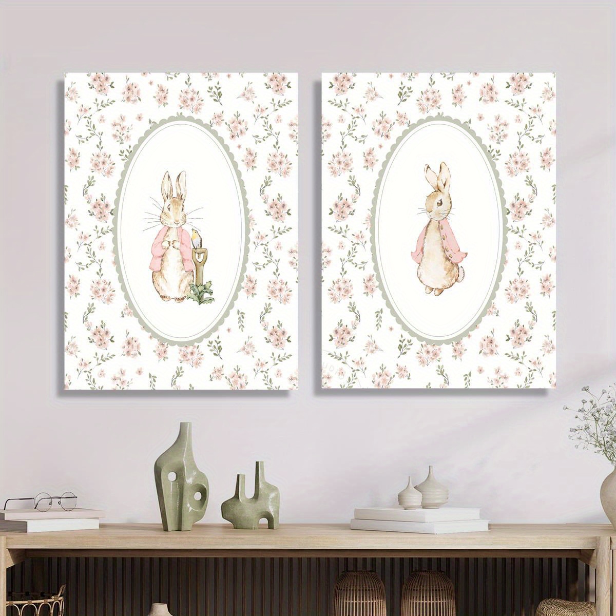 2pcs Retro Easter Rabbit Canva - Home Office For Two recension och pris
