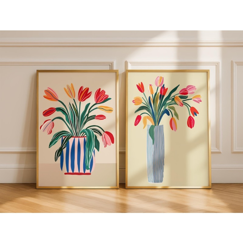 2pcs Tulip Flowers Canvas Wall - Home Office For Two recension och pris