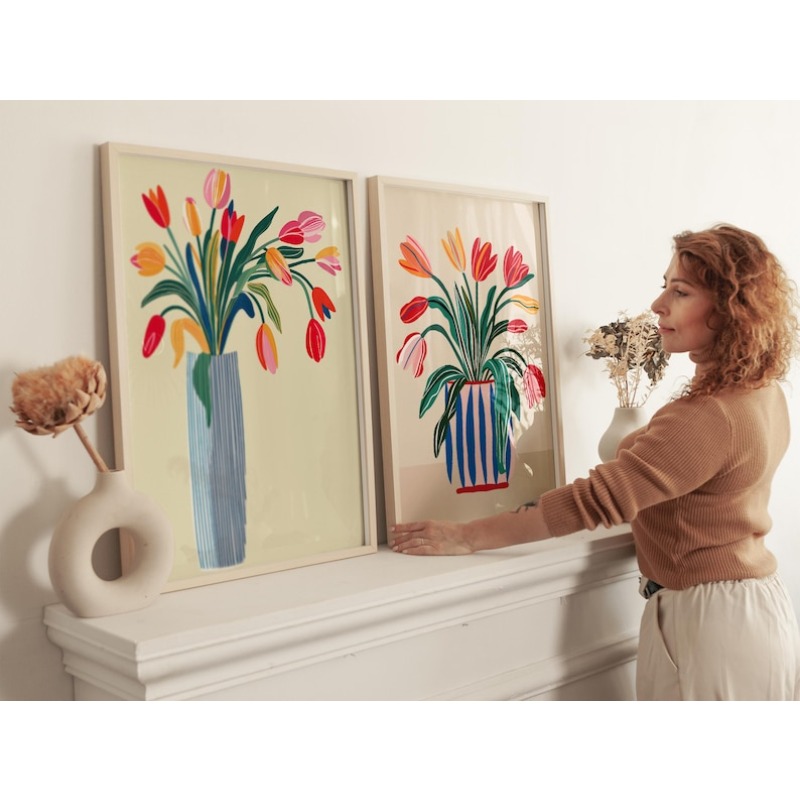 2pcs Tulip Flowers Canvas Wall - Home Office For Two recension och pris