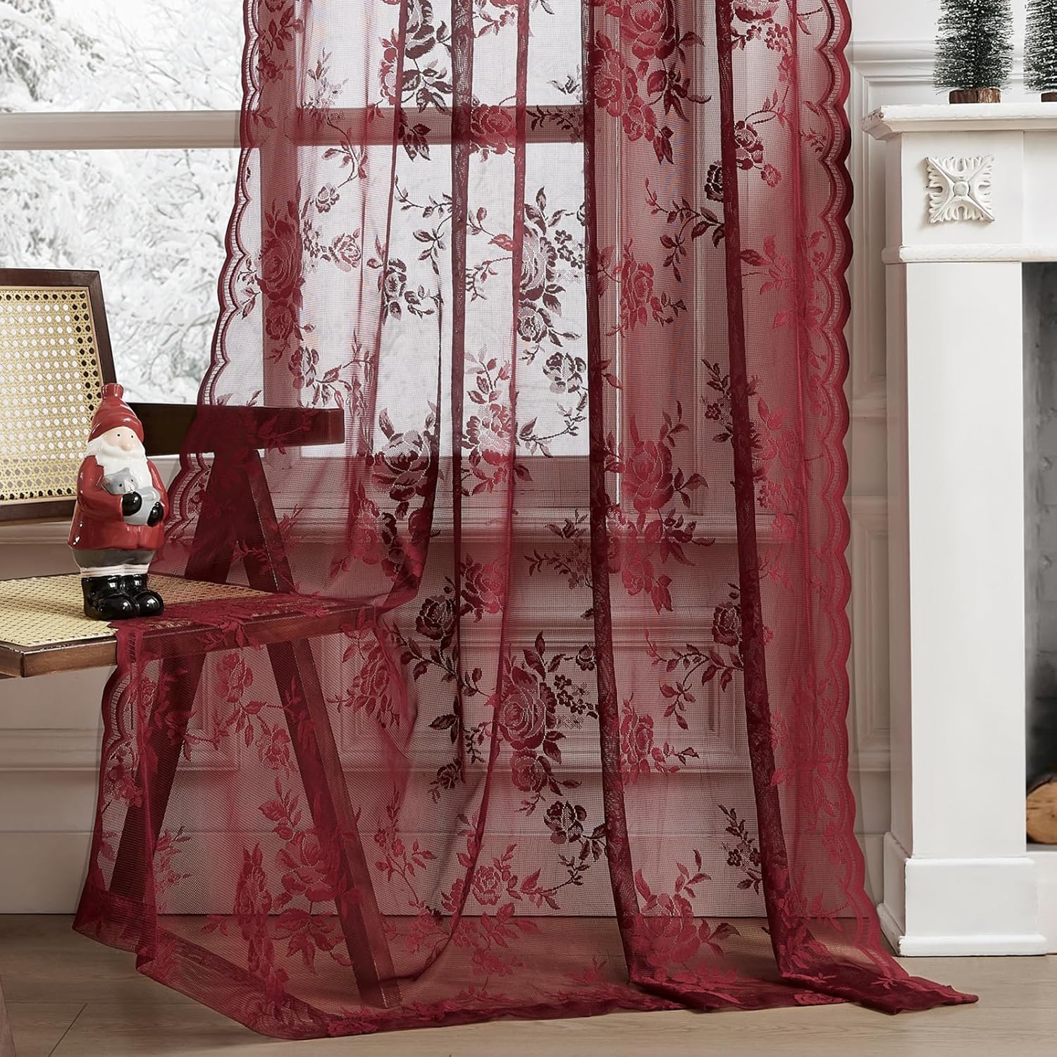 1 pc Burgundy Lace Curtains 45 - Home Office Gadgets recension och pris