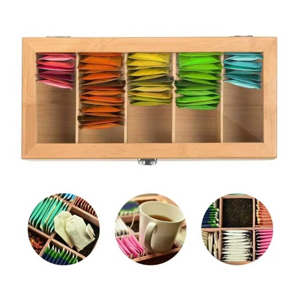 New Bamboo Tea bag Storage Box - Home Office Bagas recension och pris