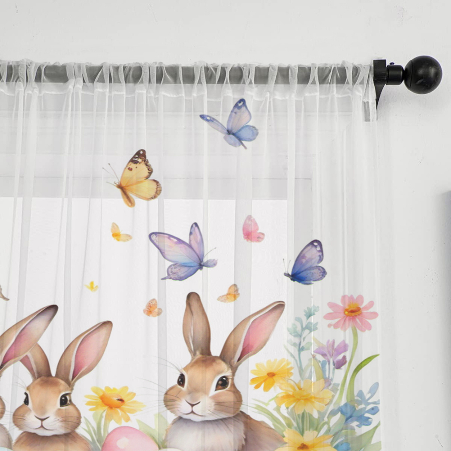 2PCS Digital Print Sheer Curta - Home Office Rate recension och pris