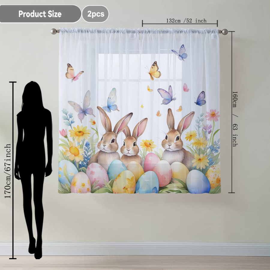 2PCS Digital Print Sheer Curta - Home Office Rate recension och pris