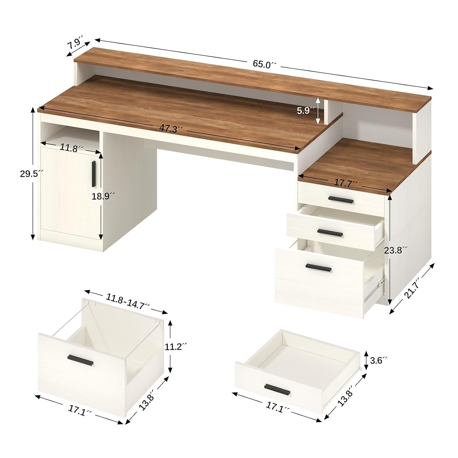 65 Inch Computer Desk with 3 D - Home Office 365 recension och pris